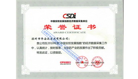 中国安防发展指数经济数据采集单位荣誉证书